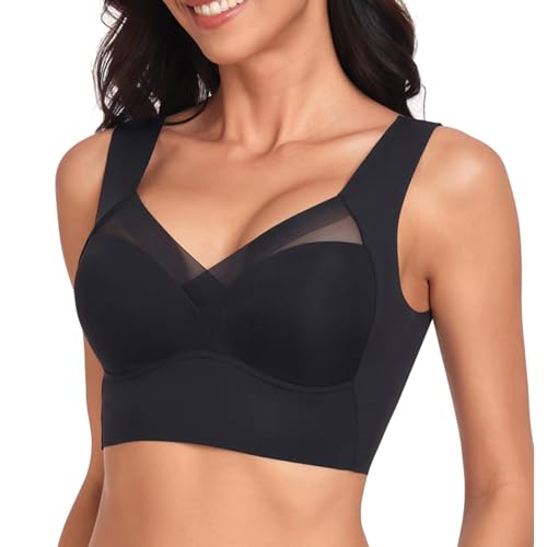 Giltpeak Hatme Haltungskorrektur BH, Wmbra BH Original, Orthopädischer Comfy Seamless BH, Bequemer Push-up-BH Für Damen (DE/NL/SE/PL, Alphanumerisch, 3XL, Regular, Regular, Schwarz) von Giltpeak