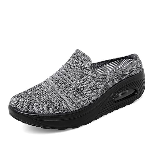 Giltpeak Hatme Orthopädische Hausschuhe Damen, Slip on Rutschfeste Strick-Damenschuhe Pantoletten Mit Fußbett (C-Grey, Erwachsene, 38, Numerisch, EU Schuhgrößensystem, M) von Giltpeak