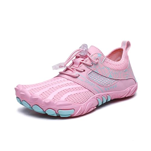 Giltpeak Kinder Barfußschuhe, Leicht Schnell Trocknend Traillaufschuhe Wanderschuhe Für Jungen Und Mädchen (A-Rosa, Grundschulkind, 33, Numerisch, EU Schuhgrößensystem, M) von Giltpeak