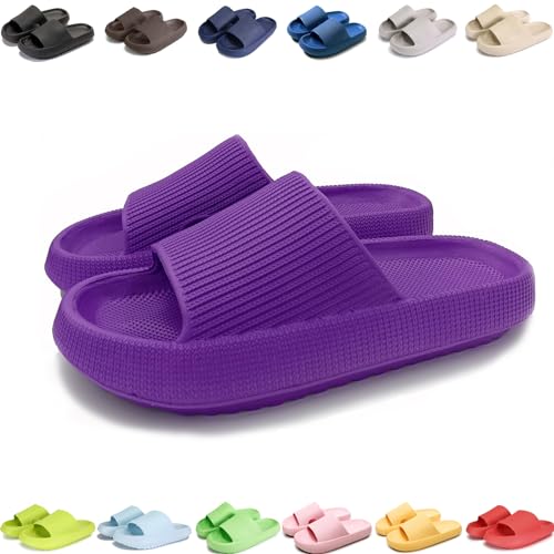 Giltpeak Pummy Original Damen Cozy Slides, Schlappen Wolkenschuhe Rutschfest Badeschuhe Für Kinder Adults (Dunkelviolett, Erwachsene, 34, Numerisch (von/bis), EU Schuhgrößensystem, 35, M) von Giltpeak