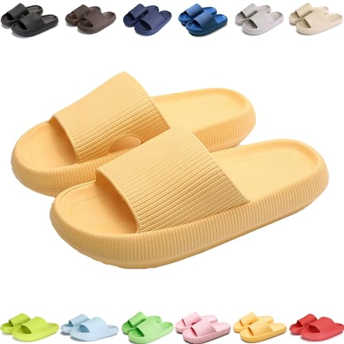 Giltpeak Pummy Original Damen Cozy Slides, Schlappen Wolkenschuhe Rutschfest Badeschuhe Für Kinder Adults (Gelb, Erwachsene, 36, Numerisch (von/bis), EU Schuhgrößensystem, 37, M) von Giltpeak