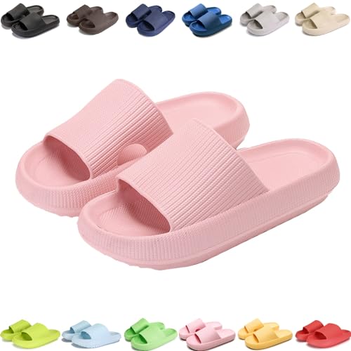 Giltpeak Pummy Original Damen Cozy Slides, Schlappen Wolkenschuhe Rutschfest Badeschuhe Für Kinder Adults (Rosa, Erwachsene, 34, Numerisch (von/bis), EU Schuhgrößensystem, 35, M) von Giltpeak