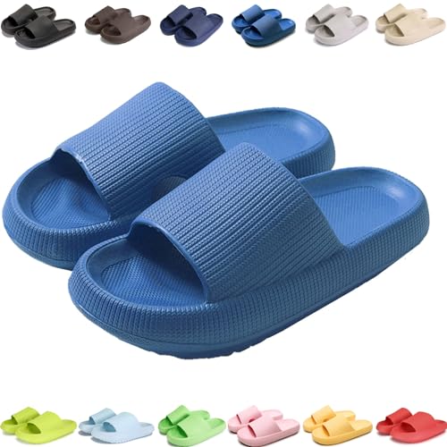 Giltpeak Pummy Original Damen Cozy Slides, Schlappen Wolkenschuhe Super Weich Rutschfest Badeschuhe Für Kinder Adults (Blau, Erwachsene, Damen, 42, Numerisch (von/bis), EU Schuhgrößensystem, 43, M) von Giltpeak