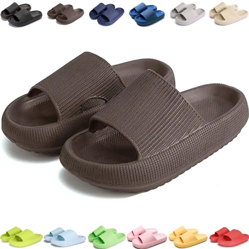 Giltpeak Pummy Original Damen Cozy Slides, Schlappen Wolkenschuhe Super Weich Rutschfest Badeschuhe Für Kinder Adults (Kaffee, Erwachsene, Damen, 42, Numerisch (von/bis), EU Schuhgrößensystem, 43, M) von Giltpeak