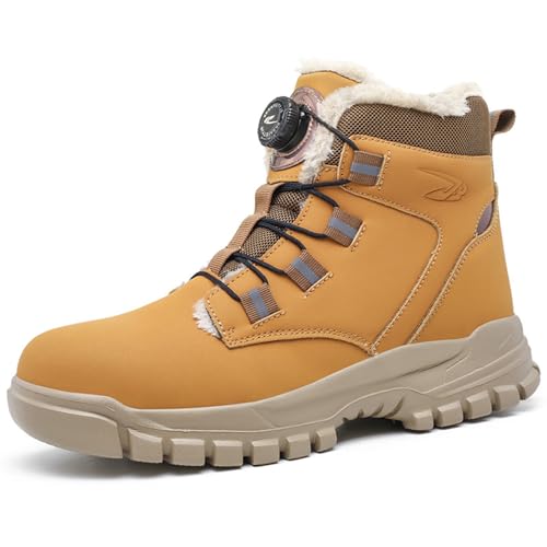 Giltpeak Winter Sicherheitsschuhe Herren Damen Wasserdicht Stahlkappenschuhe Sicherheitsstiefel rutschfest Leicht Arbeitsstiefel mit Drehknopf (A, Erwachsene, 43, Numerisch, EU Schuhgrößensystem, M) von Giltpeak