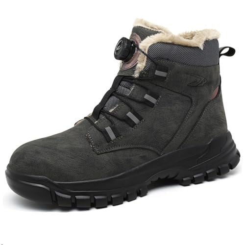 Giltpeak Winter Sicherheitsschuhe Herren Damen Wasserdicht Stahlkappenschuhe Sicherheitsstiefel rutschfest Leicht Arbeitsstiefel mit Drehknopf (B, Erwachsene, 42, Numerisch, EU Schuhgrößensystem, M) von Giltpeak