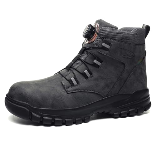 Giltpeak Winter Sicherheitsschuhe Herren Damen Wasserdicht Stahlkappenschuhe Sicherheitsstiefel rutschfest Leicht Arbeitsstiefel mit Drehknopf (F, Erwachsene, 43, Numerisch, EU Schuhgrößensystem, M) von Giltpeak