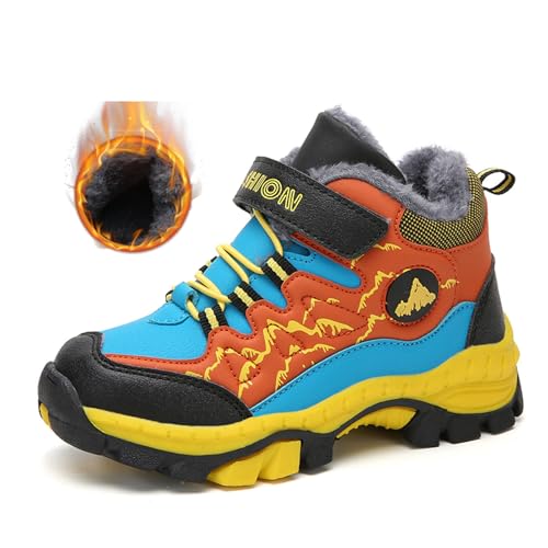 Kinder Barfußschuhe Winter Unisex, Wasserdicht Warmfutter Wanderschuhe Trekking Outdoor Kinderschuhe Sportschuhe Winterschuhe (Dicker Samt-D, Jugendliche, 30, Numerisch, EU Schuhgrößensystem, M) von Giltpeak