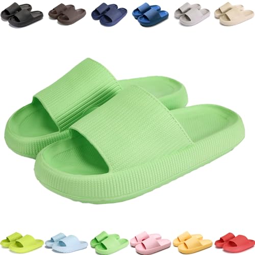 Pummy Original Damen Cozy Slides, Schlappen Wolkenschuhe Super Weich Rutschfest Badeschuhe Für Kinder Adults (Hellgrün, Erwachsene, Damen, 44, Numerisch (von/bis), EU Schuhgrößensystem, 45, M) von Giltpeak