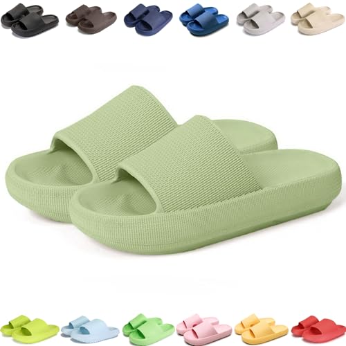 Pummy Original Damen Cozy Slides, Schlappen Wolkenschuhe Super Weich Rutschfest Badeschuhe Für Kinder Adults (Grasgrün, Erwachsene, Damen, 36, Numerisch (von/bis), EU Schuhgrößensystem, 37, M) von Giltpeak