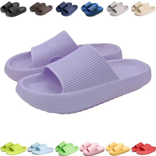 Pummy Original Damen Cozy Slides, Schlappen Wolkenschuhe Super Weich Rutschfest Badeschuhe Für Kinder Adults (Helles Violett, Erwachsene, Damen, 36, Numerisch (von/bis), EU Schuhgrößensystem, 37, M) von Giltpeak