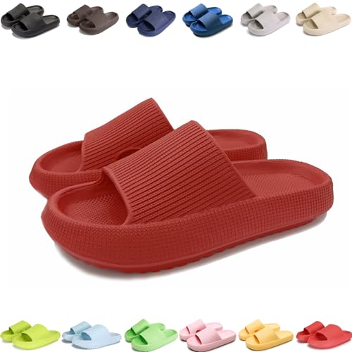 Pummy Original Damen Cozy Slides, Schlappen Wolkenschuhe Super Weich Rutschfest Badeschuhe Für Kinder Adults (Karminrot, Erwachsene, Damen, 38, Numerisch (von/bis), EU Schuhgrößensystem, 39, M) von Giltpeak