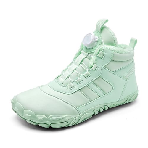 Winter Barfußschuhe Damen Herren Wasserdicht Schnell Warm Gefüttert Winterschuhe Wanderschuhe Zehenschuhe rutschfeste Stiefel(A-Green,36) von Giltpeak