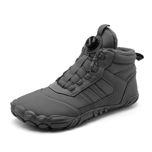 Winter Barfußschuhe Damen Herren Wasserdicht Schnell Warm Gefüttert Winterschuhe Wanderschuhe Zehenschuhe rutschfeste Stiefel(A-Grey,39) von Giltpeak