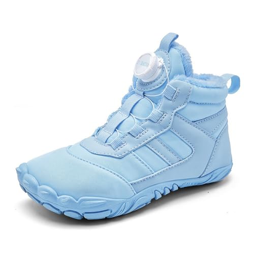 Winter Barfußschuhe Damen Herren Wasserdicht Schnell Warm Gefüttert Winterschuhe Wanderschuhe Zehenschuhe rutschfeste Stiefel(A-Lake Blue,33) von Giltpeak