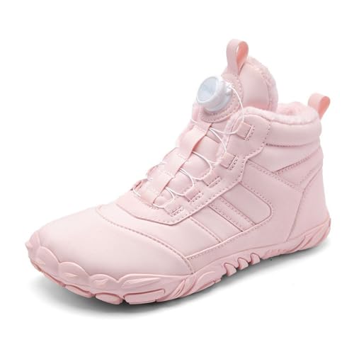 Winter Barfußschuhe Damen Herren Wasserdicht Schnell Warm Gefüttert Winterschuhe Wanderschuhe Zehenschuhe rutschfeste Stiefel(A-Pink,38) von Giltpeak