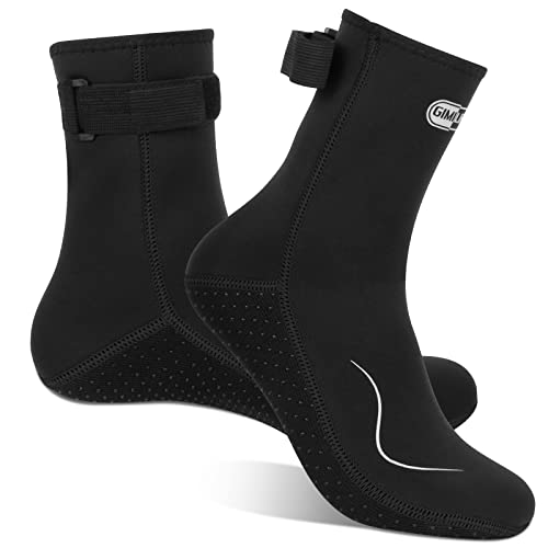 Gimilife Neopren-Socken, 3 mm Wassersocken für Damen und Herren, wasserdichte Taucher-Neoprenanzug-Socken, High Cut / Schwarz-Schwarz, M von Gimilife