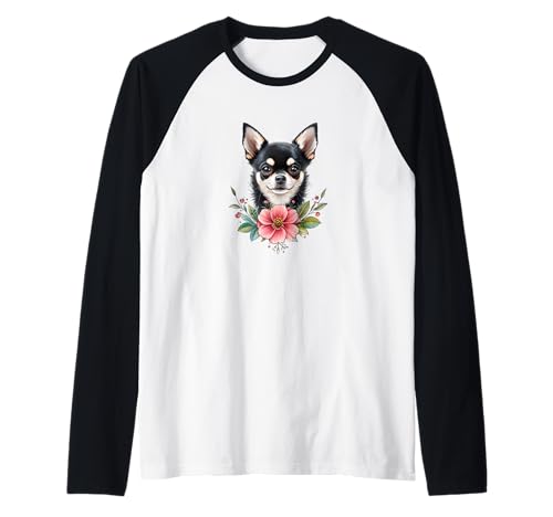 Chihuahua Welpe mit hübschen Blumen Hund Mama Papa Sohn Tochter Raglan von GimmeaCHI