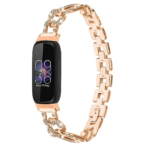 Gimuk Armband Kompatibel Mit Fitbit Inspire 3 - Metall Bling Strass Edelstahl Ersatzband für Frauen - Fitness Tracker Klein Groß, Small / Large Gimuk Armband Kompatibel Mit Fitbit Inspire 3 - Metall Bling Strass Edelstahl Ersatzband für Frauen - Fitness Tracker Klein Groß, Small / Large von Gimuk