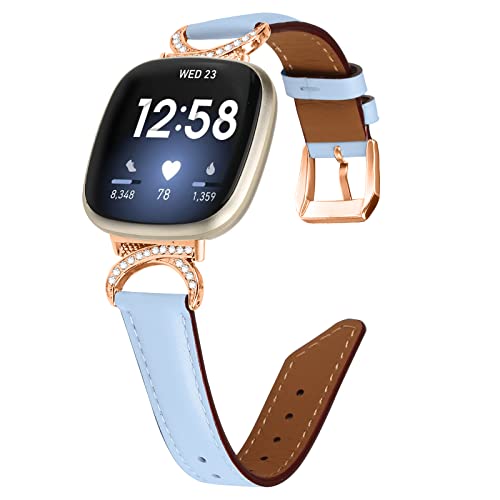 Gimuk Lederband Kompatibel mit Fitbit Versa 4/Versa 3/Sense 2/Sense Armband für Damen Herren, Echtes Lederband Ersatzband Wristband Kompatibel mit Fitbit Versa 4/3, Small / Large, Leder von Gimuk