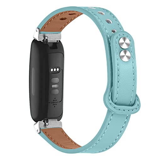 Gimuk Lederarmband kompatibel mit Fitbit Inspire 2 Armband für Damen und Herren, echtes Leder, Sportarmband Ersatzarmband für Fitbit Inspire HR/Inspire/Ace 2/Ace 3, Small/Large, Leder (Blau) von Gimuk