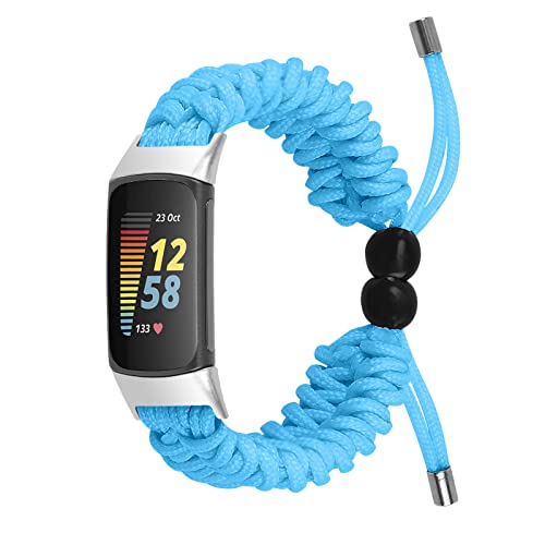 Gimuk Stoffarmband kompatibel mit Fitbit Charge 5 Armband, gewebtes Nylon, verstellbar, Sport-Ersatzbänder für Damen und Herren, klein, groß, Small / Large, Nylon, Ohne Edelstein, von Gimuk