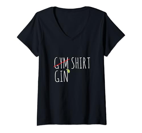 Damen Gin statt Gym für entspannte Fitness Alternativen T-Shirt mit V-Ausschnitt Damen Gin statt Gym für entspannte Fitness Alternativen T-Shirt mit V-Ausschnitt von Gin Dein Lifestyle zwischen Party und Entspannung