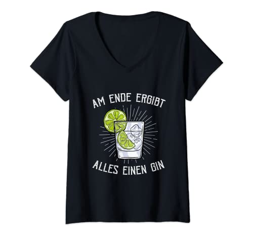 Damen Gin Cocktail Spirituosen Motiv T-Shirt mit V-Ausschnitt Damen Gin Cocktail Spirituosen Motiv T-Shirt mit V-Ausschnitt von Gin - Gin Slogan,