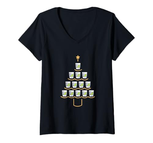 Damen Gin Tonic Weihnachtsbaum Cocktail Drink Weihnachten T-Shirt mit V-Ausschnitt Damen Gin Tonic Weihnachtsbaum Cocktail Drink Weihnachten T-Shirt mit V-Ausschnitt von Gin Tonic Weihnachtsgeschenke