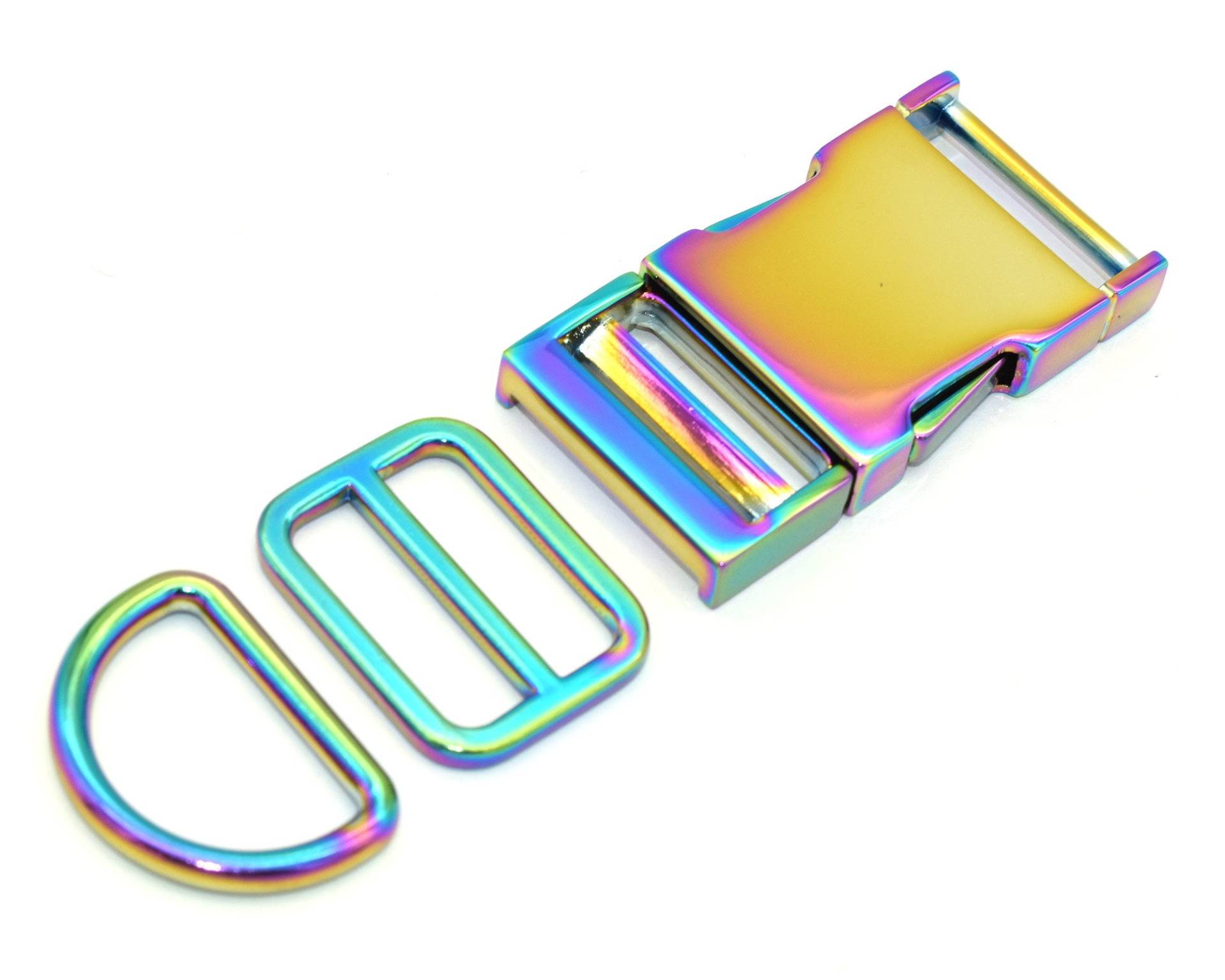 1"(25mm Regenbogen Metall Release Schiebegurt Schnalle D Ring Verschluss Geldbörse Schnallen Hundehalsband Hardware Gurt Schiebeschließe Für Gurtband von GinAccessoriesHeaven