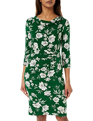 Gina Bacconi Damen Bedrucktes Jersey-Kleid mit Wasserfallausschnitt Cocktailkleid, grün, 46 von Gina Bacconi