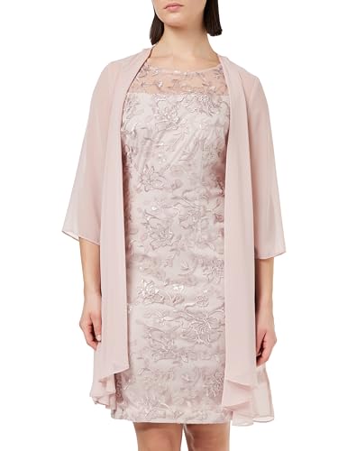 Gina Bacconi Damen Besticktes Kleid mit passender Chiffon-Jacke Cocktailkleid, Rose pink, 40 von Gina Bacconi