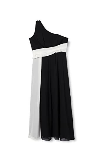 Gina Bacconi Damen Chiffon-Maxikleid mit Farbblock Cocktailkleid, schwarz/weiß, 44 von Gina Bacconi