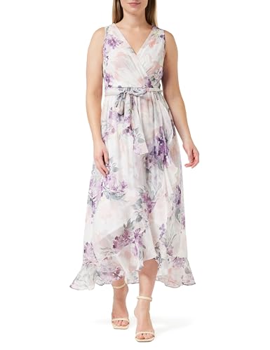 Gina Bacconi Damen Long Printed Sleeveless Dress with Surplice Neckline Cocktailkleid, Multi, 40 von Gina Bacconi