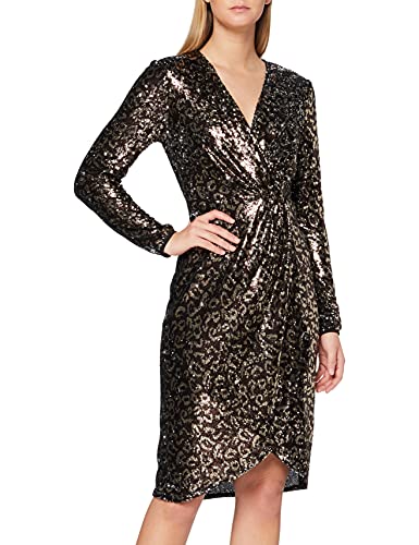 Gina Bacconi Damen Wickelkleid mit Pailletten Cocktailkleid, Braun/Gold, 44 von Gina Bacconi