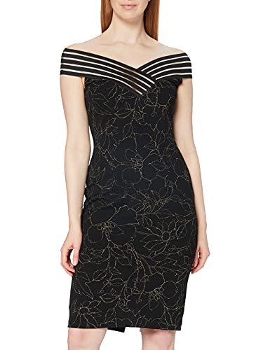 Gina Bacconi Damen Women's Metallic Crepe Dress Cocktailkleid, schwarz/goldfarben, 38 von Gina Bacconi