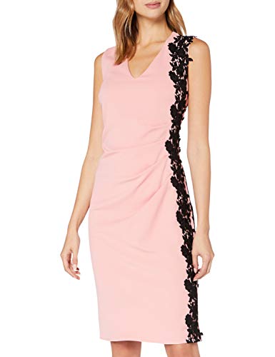 Gina Bacconi Damen Women's Sabrine Moss Crepe Side Lace Trim Dress Cocktailkleid, Rose Peach, 46 von Gina Bacconi