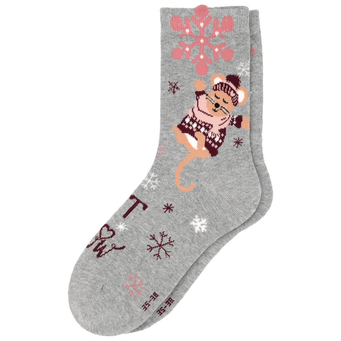 1 Paar Damen Weihnachtssocken mit Maus-Motiv von Gina Benotti