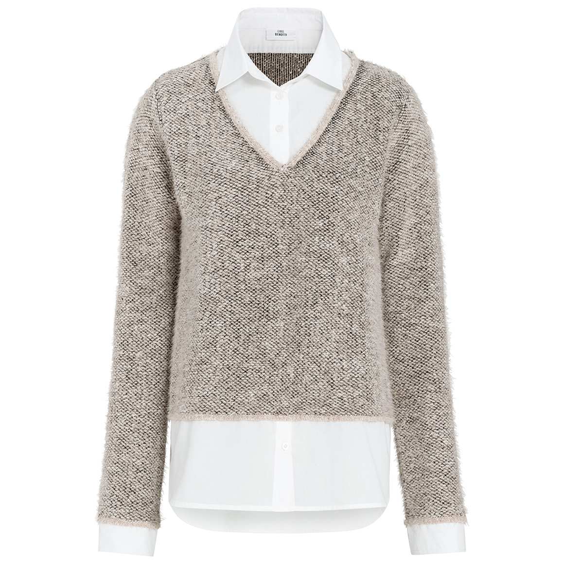 Damen Strickpullover mit Bluseneinsatz von Gina Benotti
