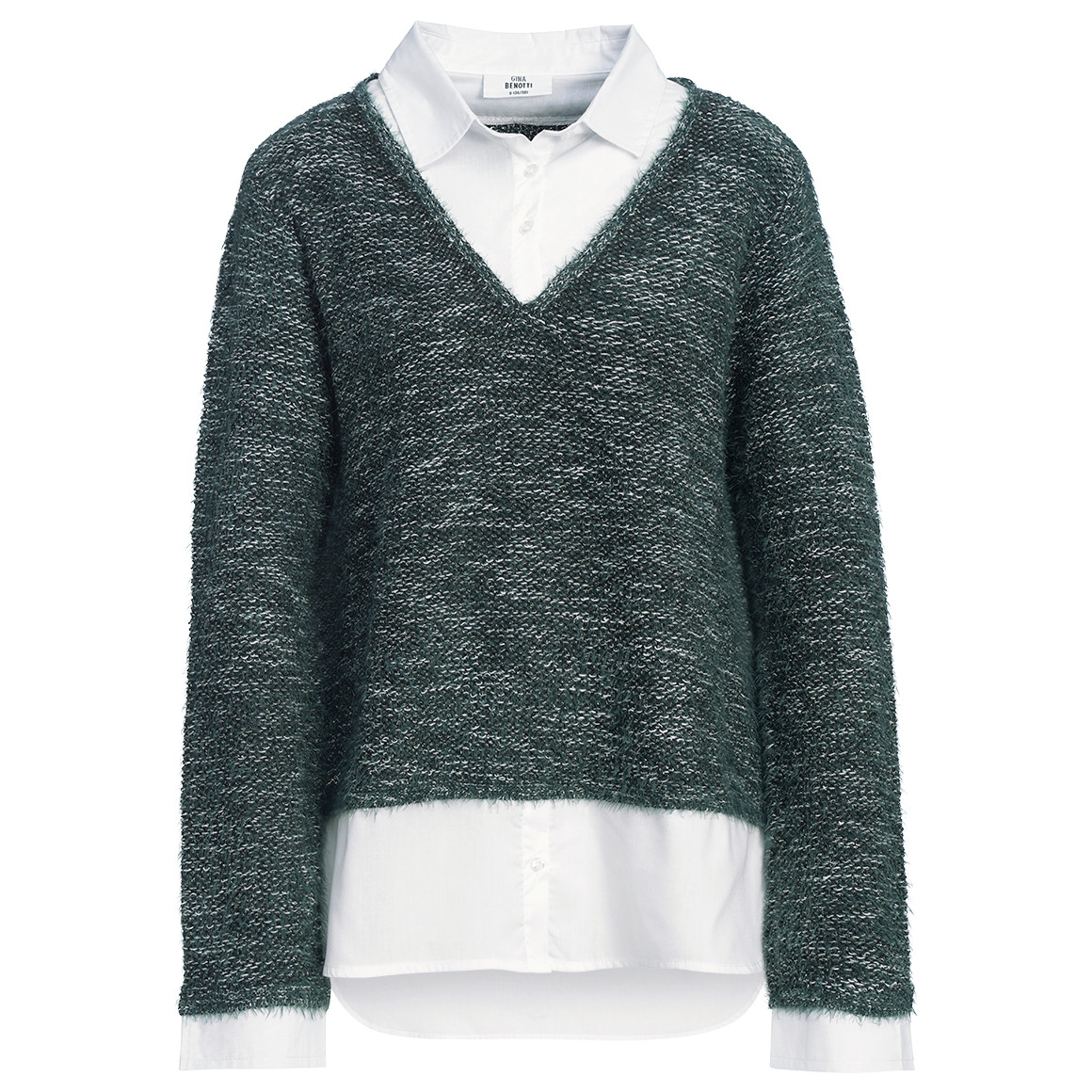 Damen Strickpullover mit Bluseneinsatz von Gina Benotti