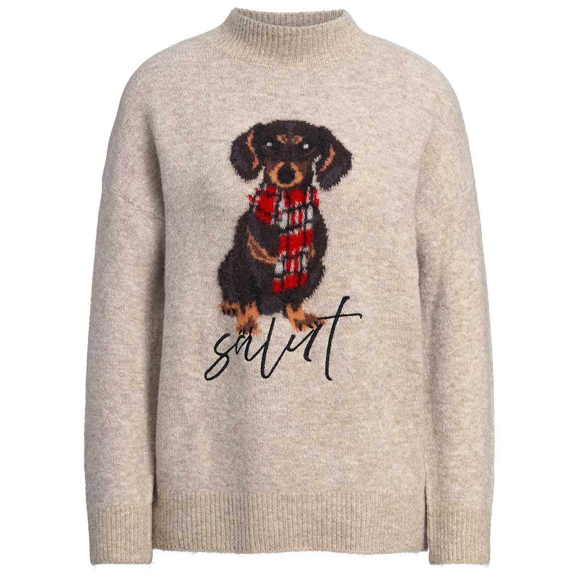 Damen Strickpullover mit Dackel-Motiv von Gina Benotti