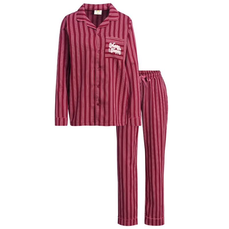 Damen Weihnachtsschlafanzug mit Streifen von Gina Benotti