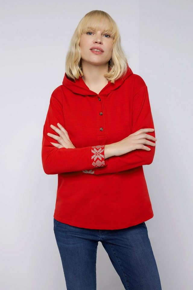 Gina Laura Longsleeve Hoodie Langarm mit Norweger-Muster Kapuze von Gina Laura