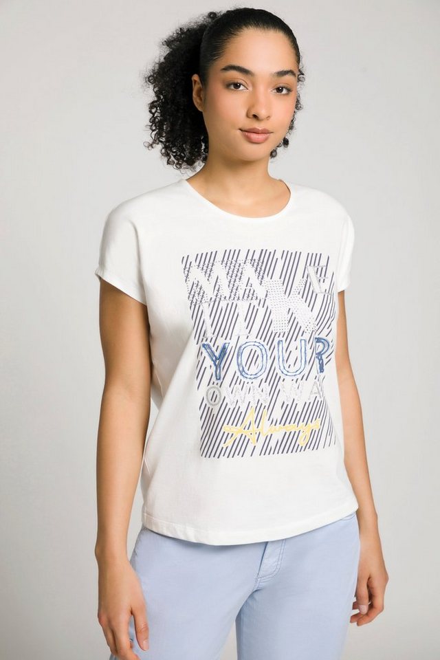 Gina Laura Rundhalsshirt T-Shirt Wording Print Rundhals Halbarm von Gina Laura