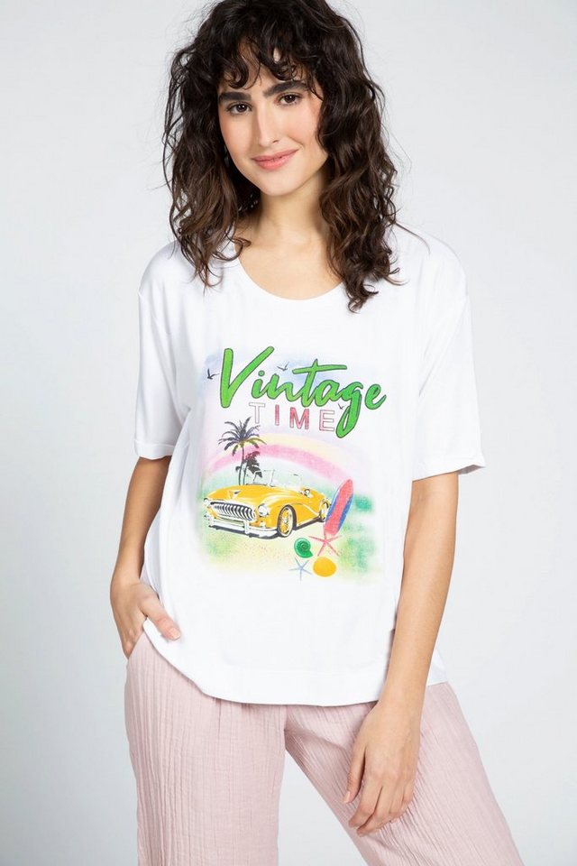 Gina Laura Rundhalsshirt T-Shirt bedruckt Boxy-Schnitt Rundhals Halbarm von Gina Laura