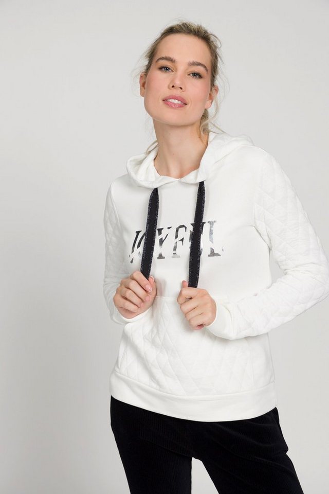 Gina Laura Sweatshirt Hoodie Patch-Look Statement Print Kapuze Langarm von Gina Laura