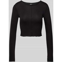 Gina Tricot Cropped Longsleeve mit Rundhalsausschnitt in Black, Größe M von Gina Tricot