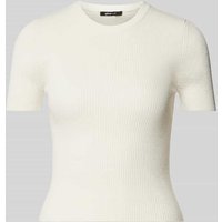 Gina Tricot Cropped T-Shirt mit Feinripp in Beige, Größe XL von Gina Tricot
