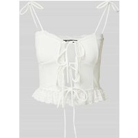 Gina Tricot Cropped Trägertop mit Schnürverschluss in Offwhite, Größe M von Gina Tricot