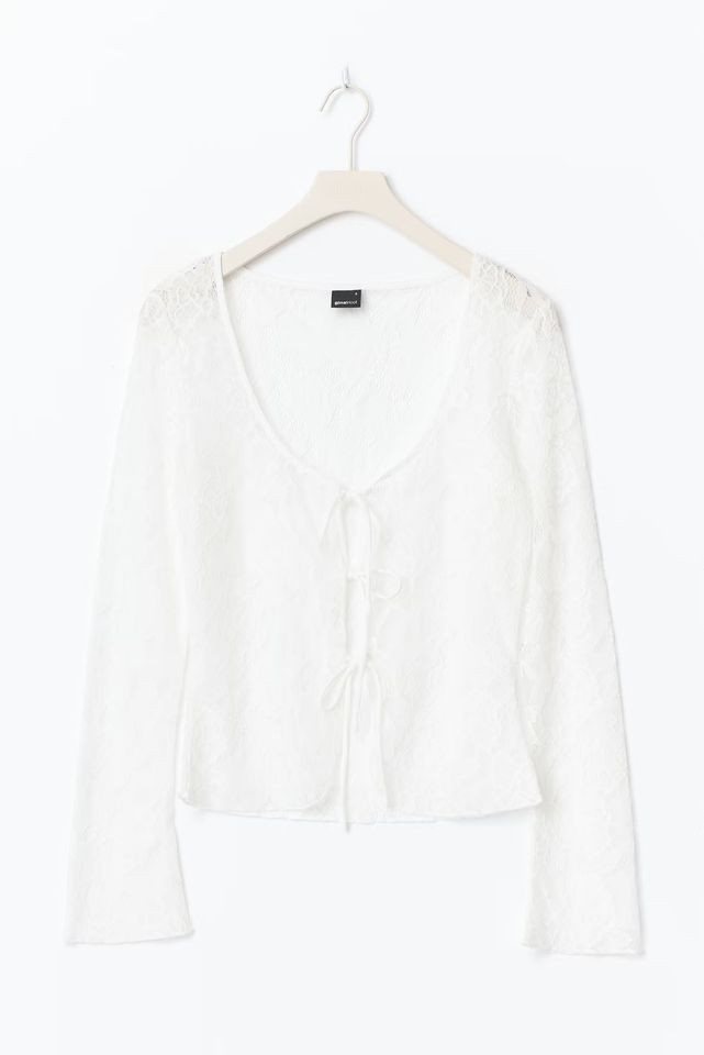 Gina Tricot Kurzarmbluse Gina Tricot – Spitzen-Langarmshirt Damen von Gina Tricot